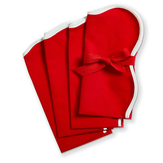 Napkins - Scalloped - Red - Set Of 4
