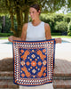 Caroline Hill - Scarf - Hollis Leopard Scarf Navy Orange - Medium