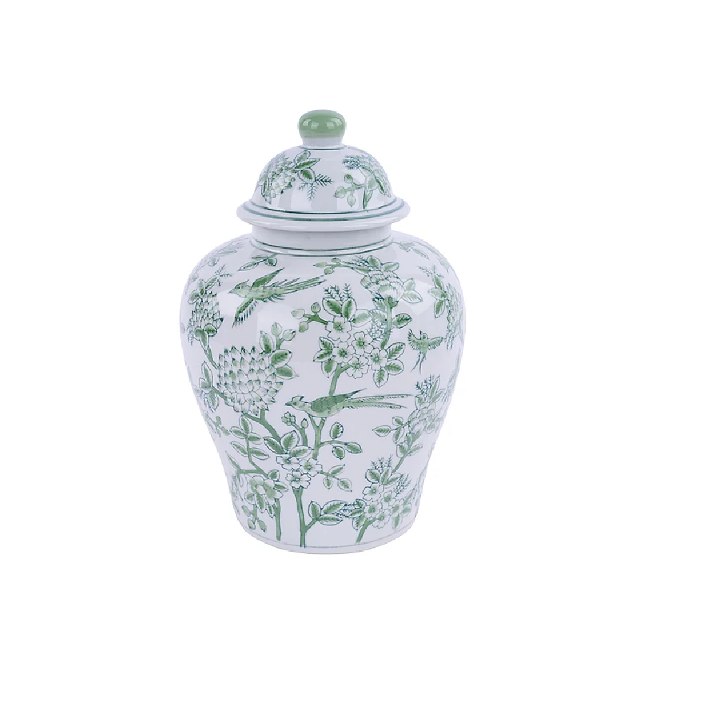 Ginger Jar - 10.75in - Green White - Findlay Rowe Designs