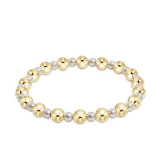 Enewton - Grateful Pattern 4mm Pearl Bead Bracelet - 6mm Gold - Findlay Rowe Designs