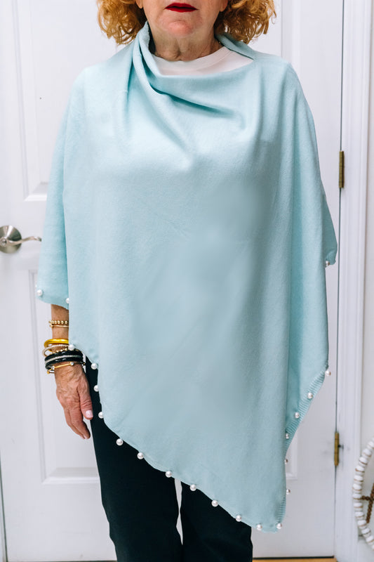 Poncho with Pearl Trim