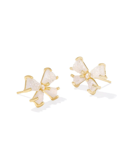 Kendra Scott - Earrings - Blair Gold Bow Small Stud - Gold Iridescent Drusy - Findlay Rowe Designs