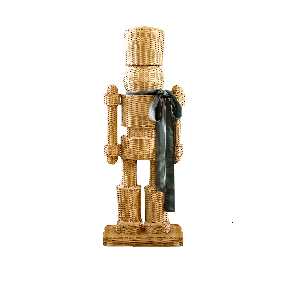 Rattan Nutcracker - 48in - Green Bow - Findlay Rowe Designs