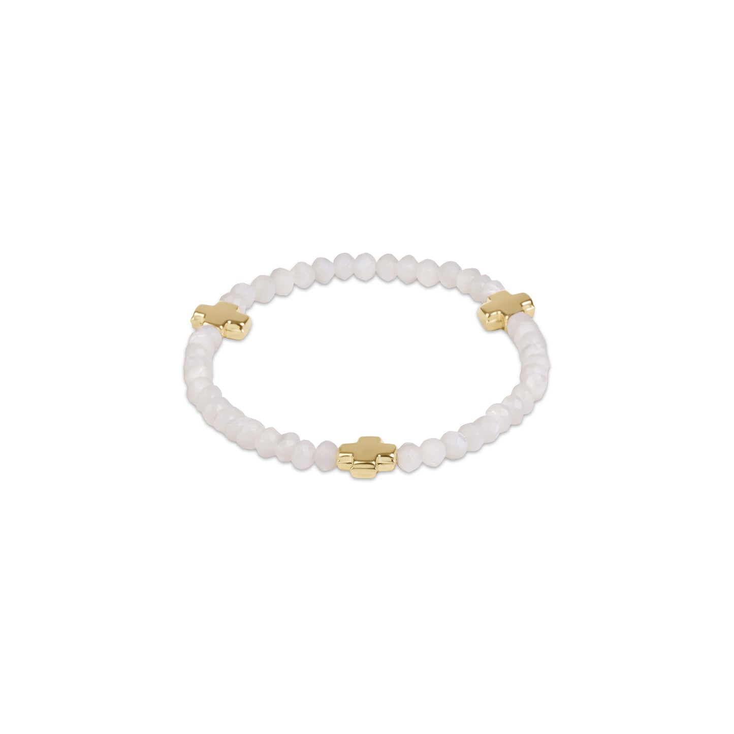 Enewton - Signature Cross Gold 4mm Gemstone Bracelet - Mother Of Pearl