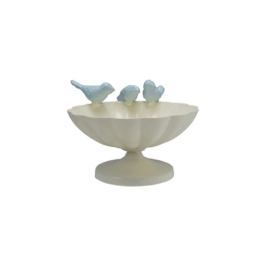 Metal Scalloped Footed Bowl - Blue Bird - Findlay Rowe Designs