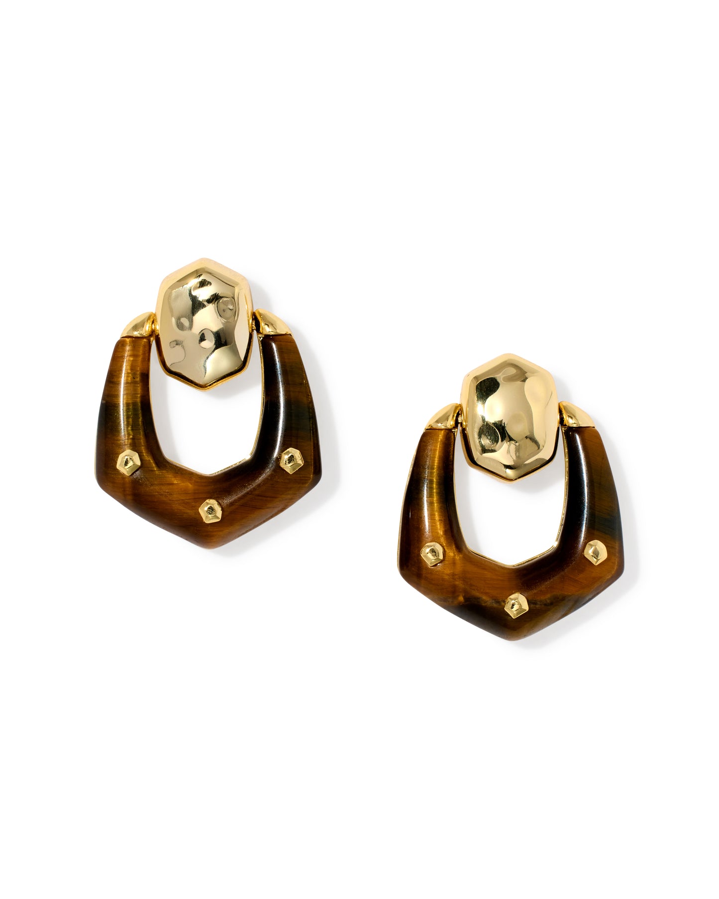 Kendra Scott - Earring - Embry Open Frame - Gold Dark Brown Hawk's Eye - Findlay Rowe Designs