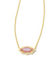 Genevieve Gold Short Pendant Necklace in Luster Plated Pink Cat Eye