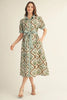 Jodifil - Dress - Midi Short Sleeve Tie Waist - Floral Natural Mix - Findlay Rowe Designs