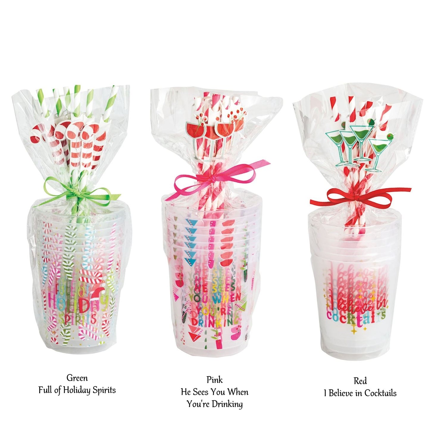 Mud Pie - Holiday Cocktails Cup and Straw Set