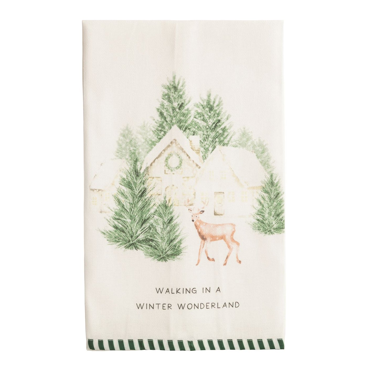 Mud Pie - Tea Towel - White Christmas Stripe Hem - Findlay Rowe Designs