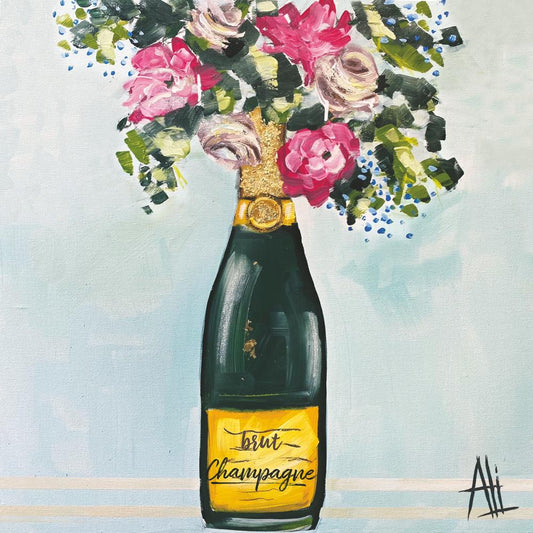 Champagne et Fleurs Cocktail Napkin - Findlay Rowe Designs
