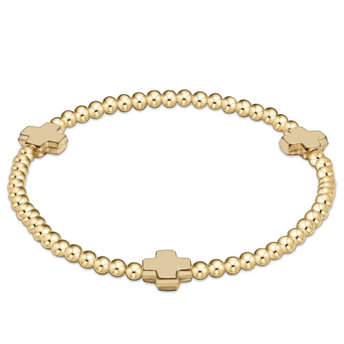 Enewton- signature cross gold pattern 3mm bead bracelet - gold