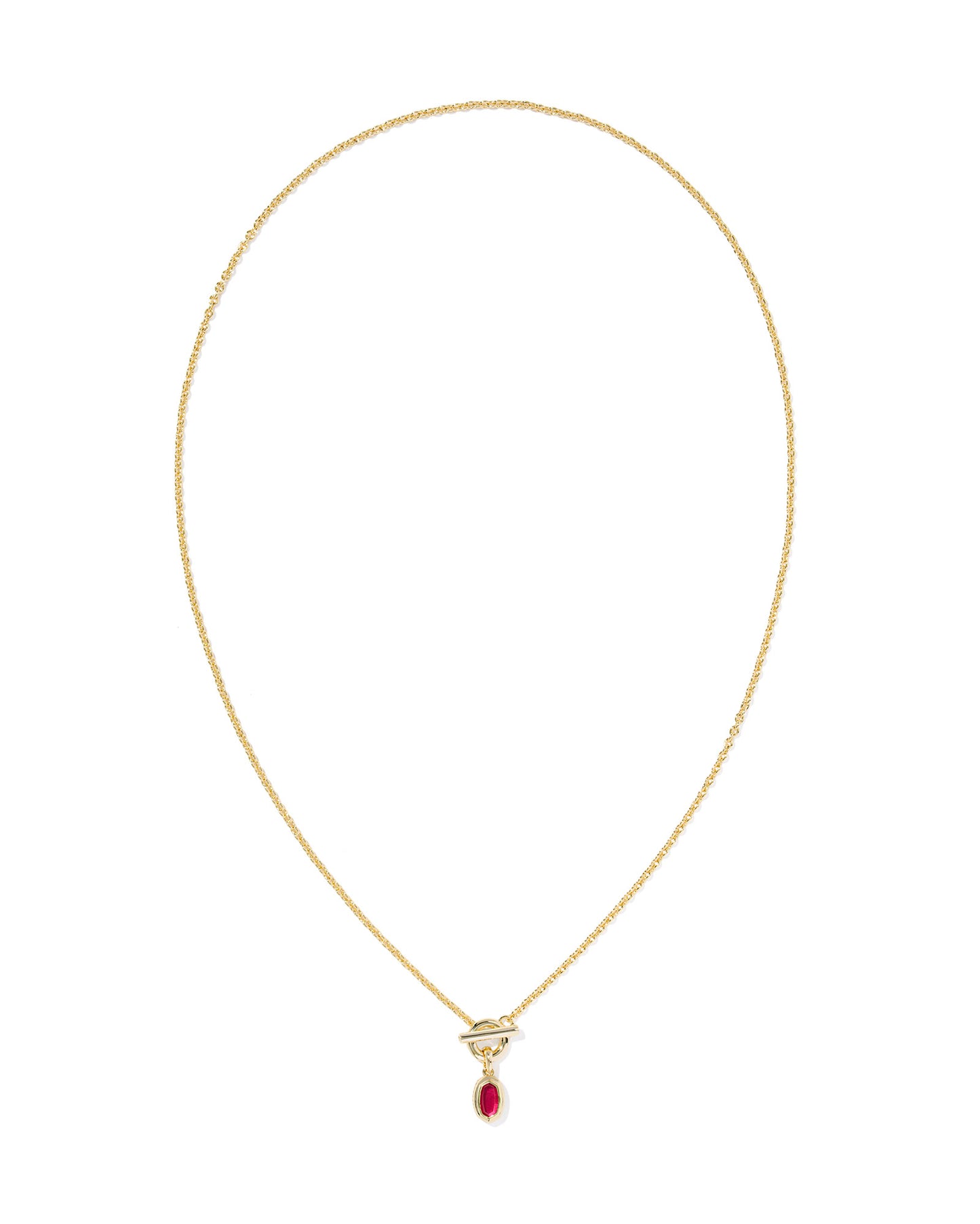 Kendra Scott - Necklace - Mini Elisa Toggle Short Pendant - Gold Carmine Red Illusion