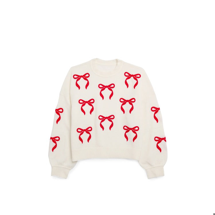 Shiraleah - Sweater - Ivory - Red Bows