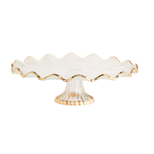 Mud Pie - Cake Stand - Gold Edge Ruffle - Findlay Rowe Designs