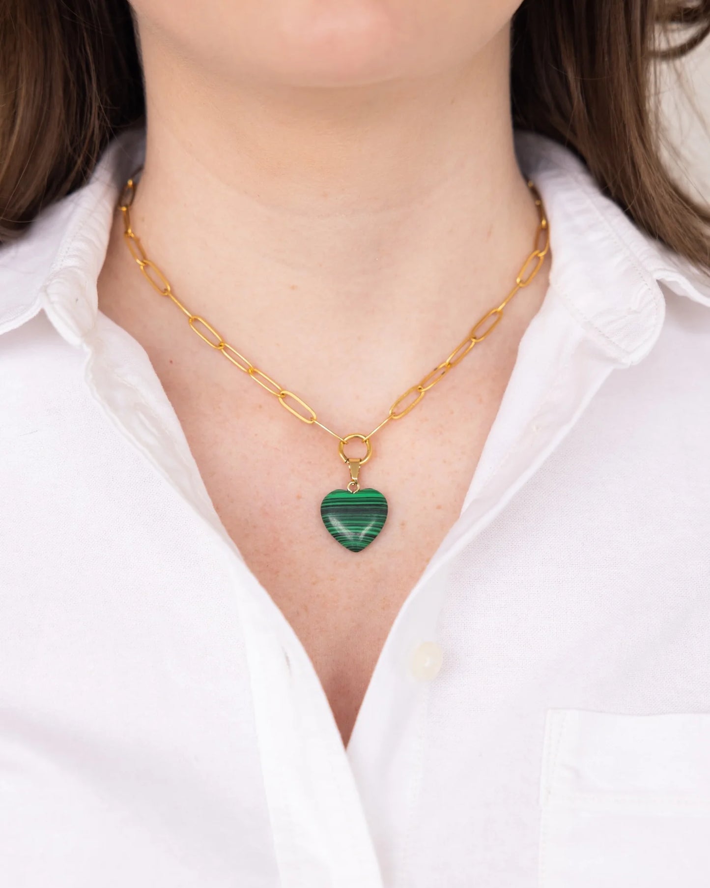 SUSAN SHAW - Audrey Heart Necklace - Malachite