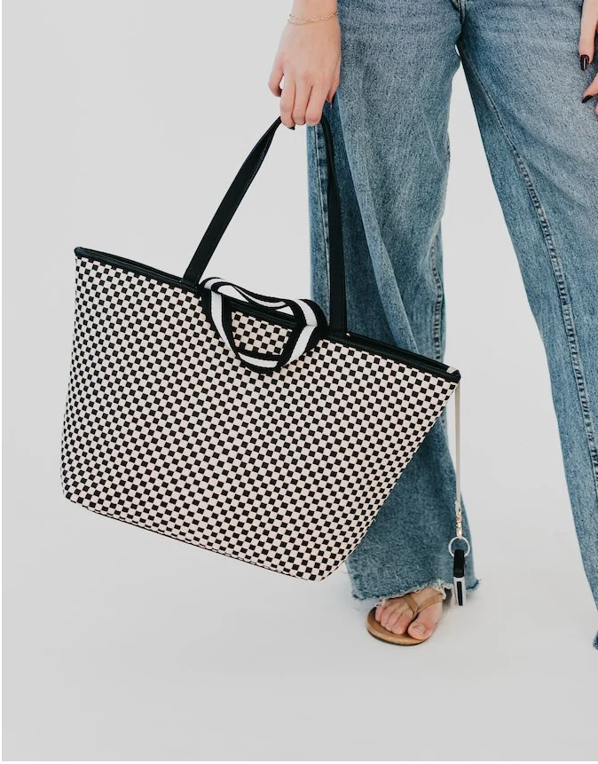 Pretty Simple Bags -  Woven Tiffany Organizer Tote Bag - Checkered Black - Findlay Rowe Designs