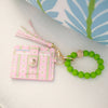 Laura Park - Keychain Wristlet Wallet - Rosemary Stripe Pink - Findlay Rowe Designs