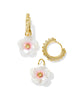 Kendra Scott- Deliah Convertible Gold Huggie Earrings in Iridescent Pink White