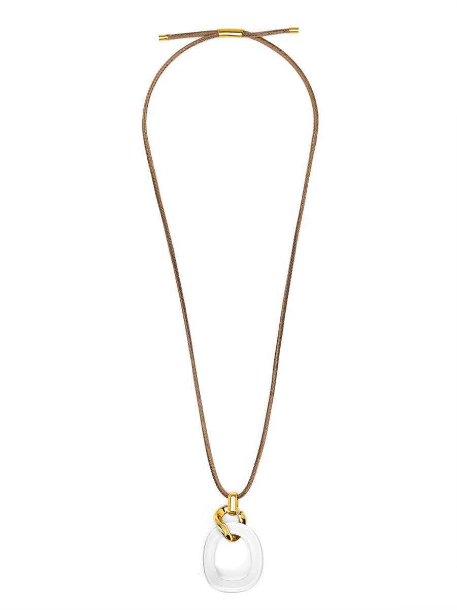 Necklace - Curved Oval Pendant Long - Findlay Rowe Designs