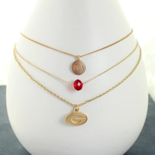 Necklace - Set of 3 UGA Logo - Matte Gold - Findlay Rowe Designs