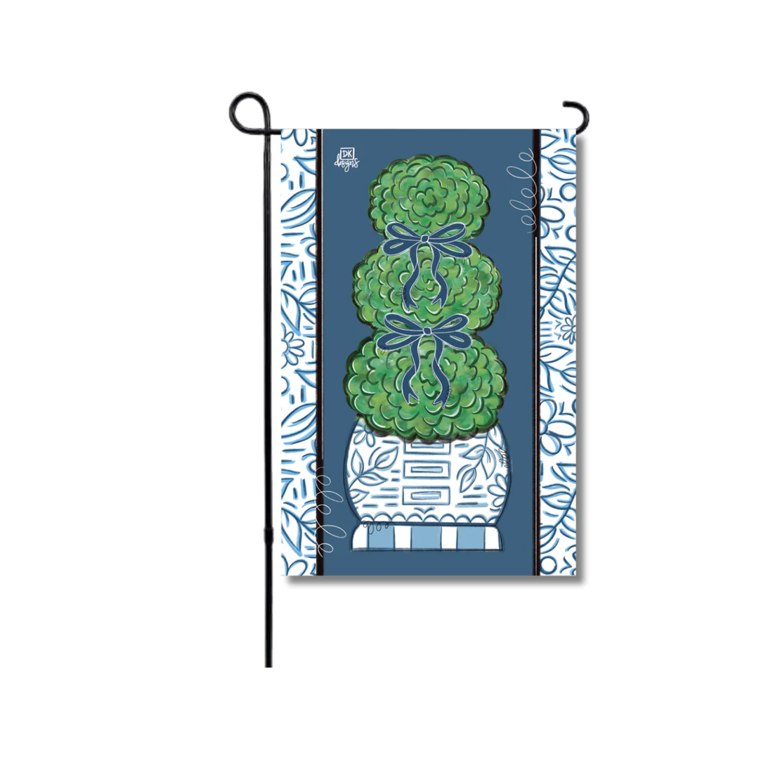 DK Designs - Garden Flag - Blue and White Topiary Garden Glam - Findlay Rowe Designs