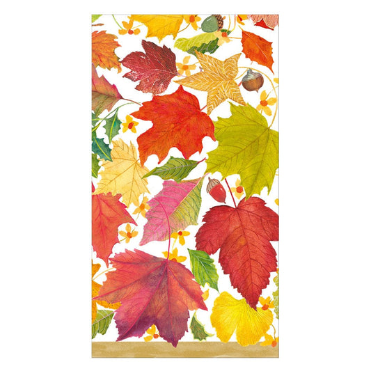 Caspari - Guest Towel Napkins - Swirling Leaves White
