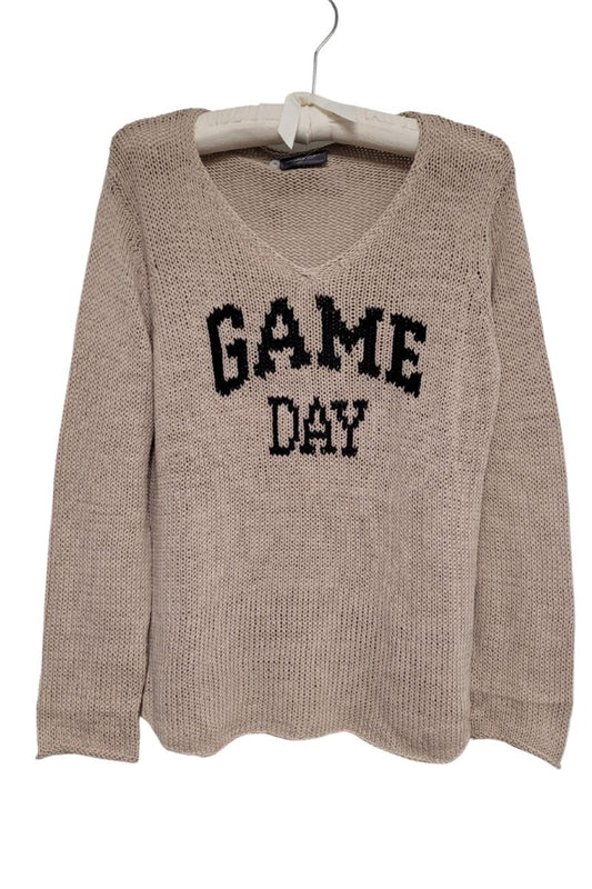 WOODEN SHIPS- GAME DAY SWEATER KAKHI AND BLACK