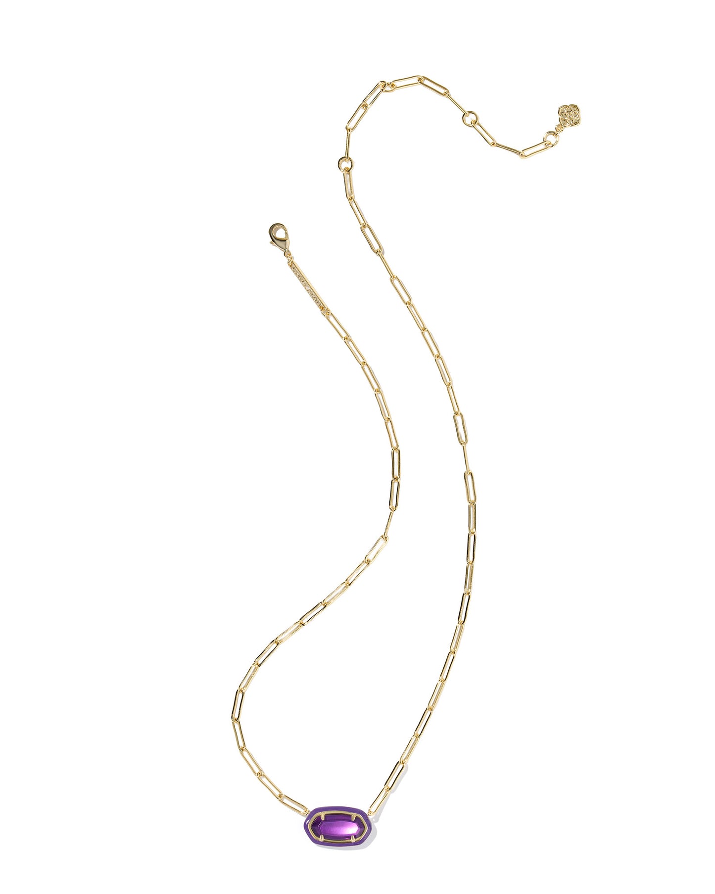 Kendra Scott - Necklace - Elisa Enamel Frame Gold Paperclip - Gold Purple Mother Of Pearl - Findlay Rowe Designs