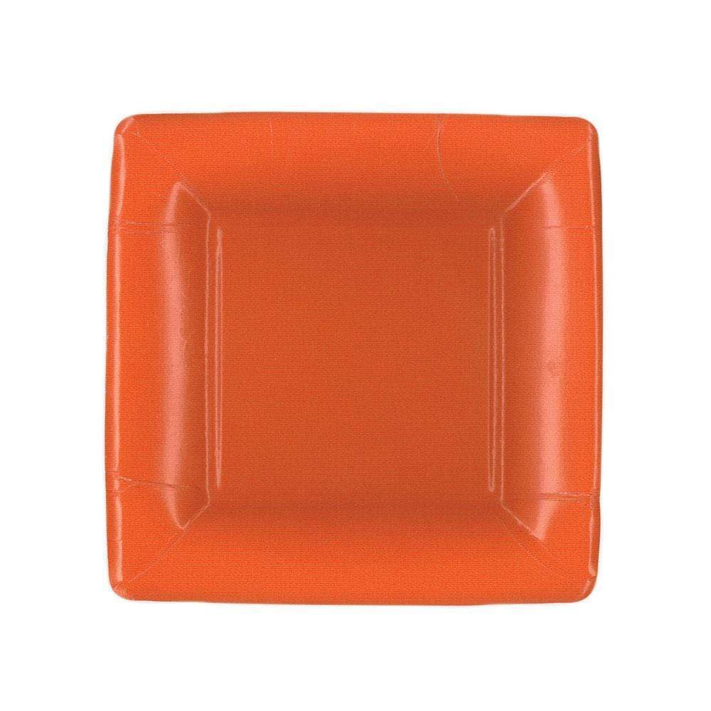 Caspari - Salad & Dessert Plates - Grosgrain Square Deep Orange