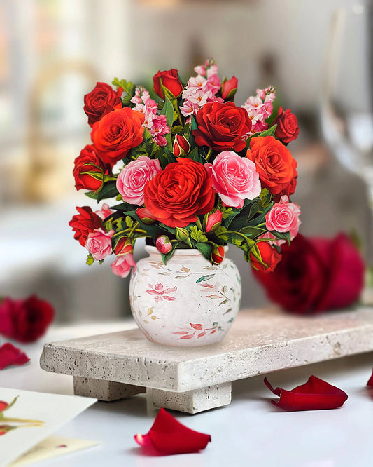 Fresh Cut Paper - Pop Up Bouquet Matching Card - Mini Blooming Roses - Findlay Rowe Designs