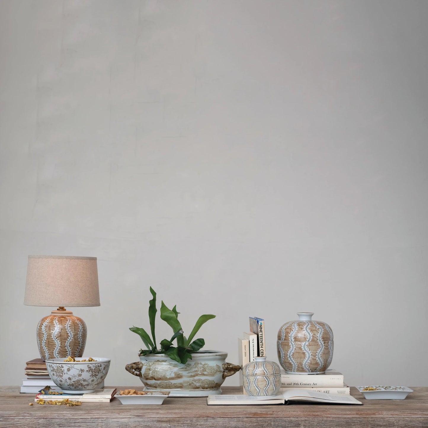 Dish - Stoneware Botanicals - Tan White - Findlay Rowe Designs