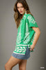 Umgee - Top - Bold Print Oversized Button-Up Shirt - Cobalt