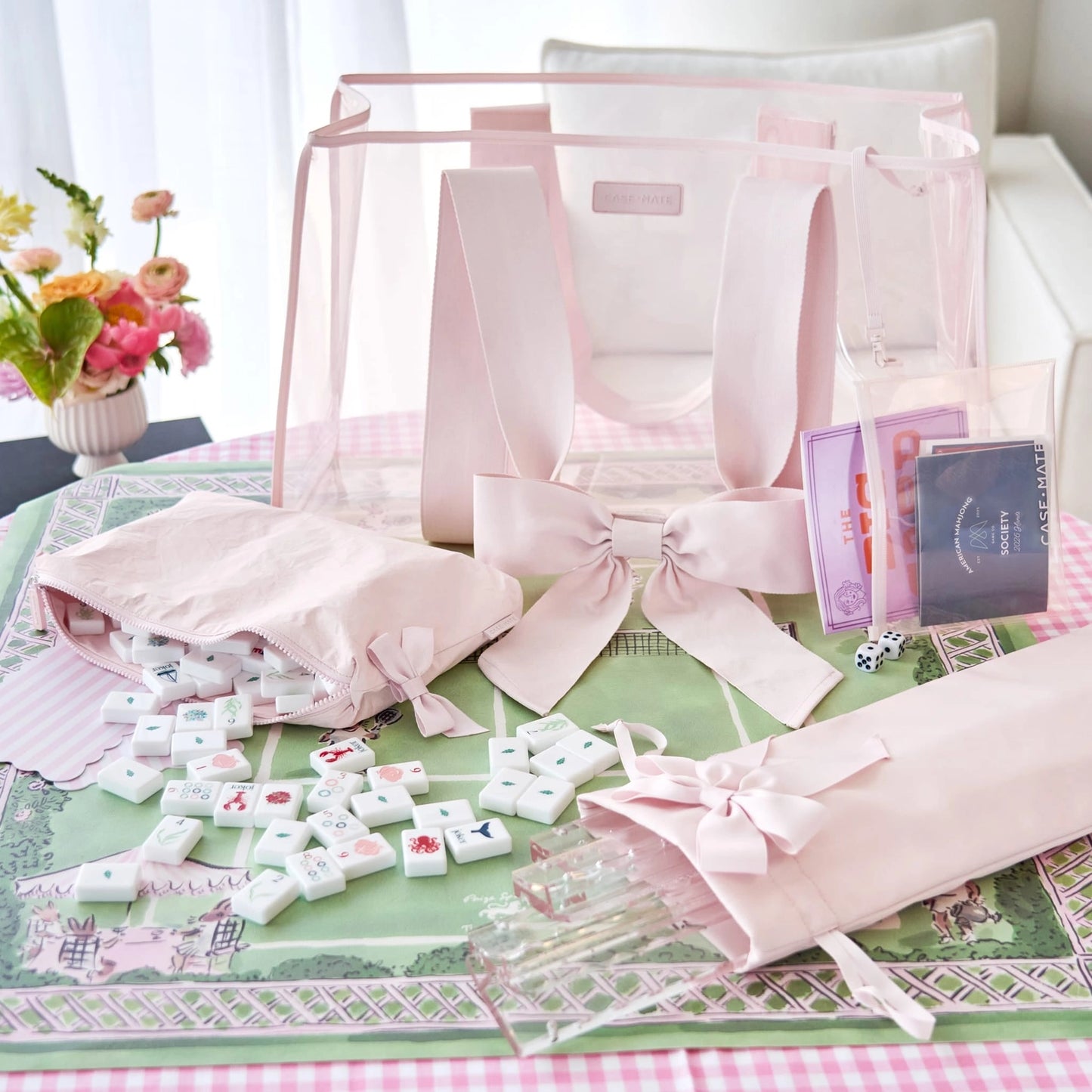 Case-Mate - Jelly Tote - Mahjong 4pc Set - Ballet Pink