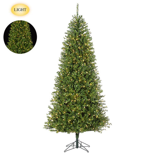 Pencil Tree - 7.5' H Mini Leaf - 650 Warm LED Lights