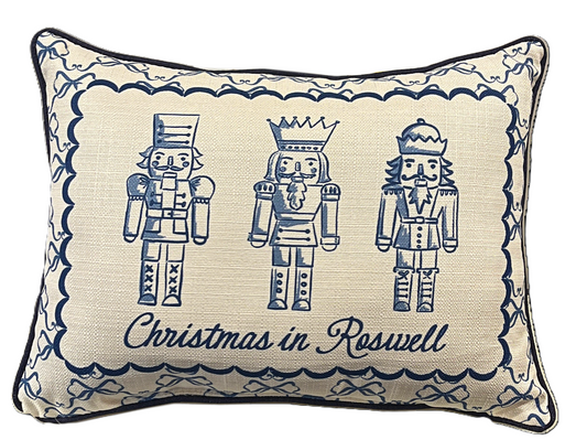 Little Birdie - Christmas in Roswell Chinoiserie Nutcracker Pillow. - Findlay Rowe Designs