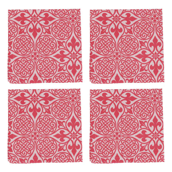 Vietri - Cloth Napkins - Damask Red - Set of 4
