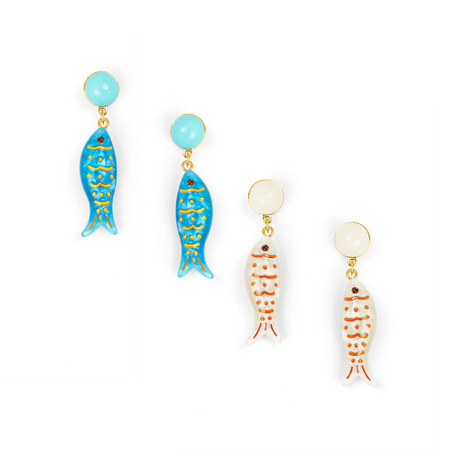 Earrings - Fish - Blue or White - Findlay Rowe Designs