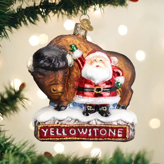 SANTA with BISON YELLOWSTONE ORNament