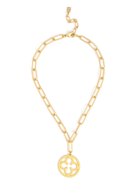 Necklace - Rope Link Clover Pendant - 18in - Matte Metal - Findlay Rowe Designs