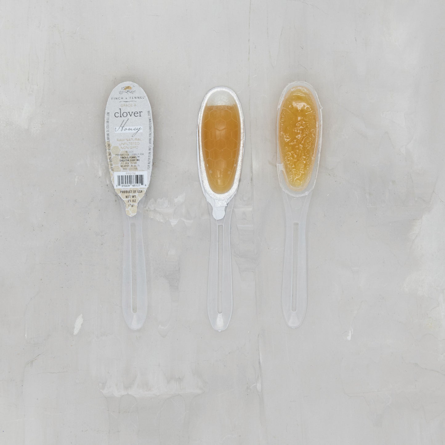 Finch and Fennel - .25 oz. Grade A Unfiltered Clover Honey Filled Single Use Spoons - Findlay Rowe Designs
