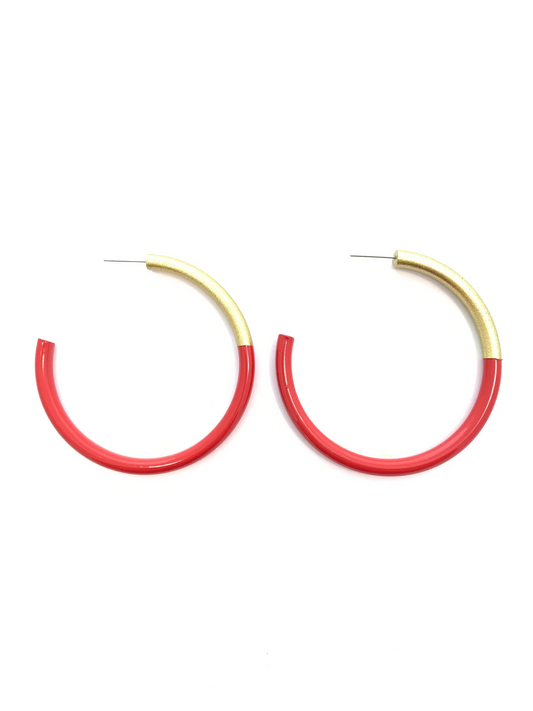 Accessory Jane - Earring - Water Buffalo Horn Hoop - Real Red - Findlay Rowe Designs