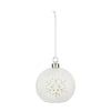Ornament - White LED Ceramic Snowflake - Round - 4in