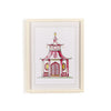 Wall Art Prints - White Beaded Framed - Pink Pagoda - Findlay Rowe Designs