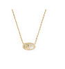 Kendra Scott - Necklace - Elisa Bow Short Pendant - Gold Iridescent Crystal Ivory Illusion