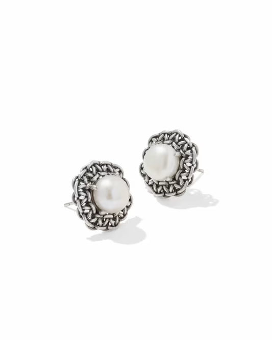 Kendra Scott - Earrings - Gabriella Vintage Silver Pearl Stud - Findlay Rowe Designs