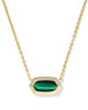 Kendra Scott - Necklace - Elisa Bezel Short Pendant - Gold Dark Green Tigers Eye