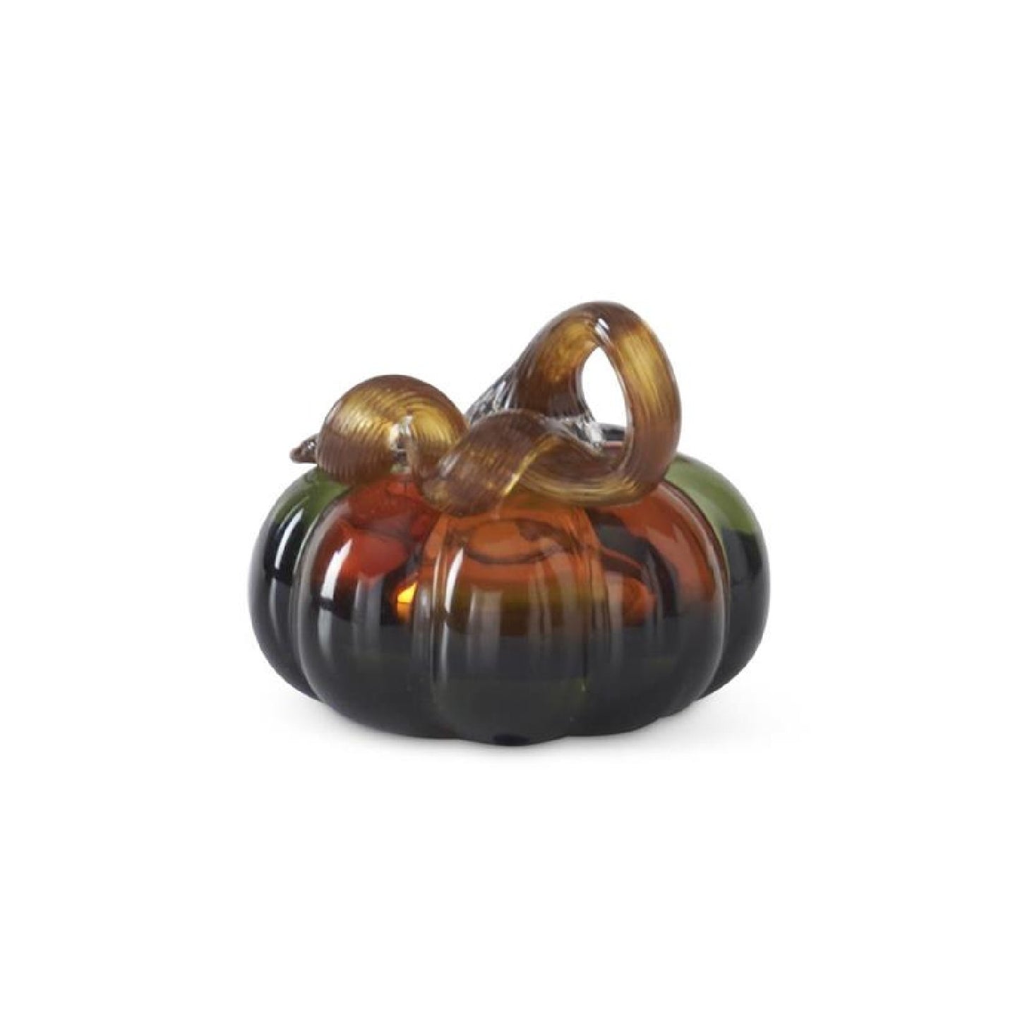 Handblown Glass Pumpkin - Green & Amber - 3 in - Findlay Rowe Designs