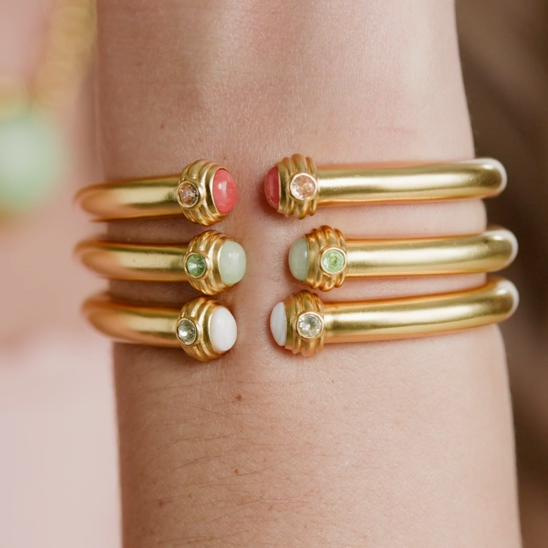 Julie Vos - Bracelet - Portofino Demi Cuff - Melon Jade - Findlay Rowe Designs