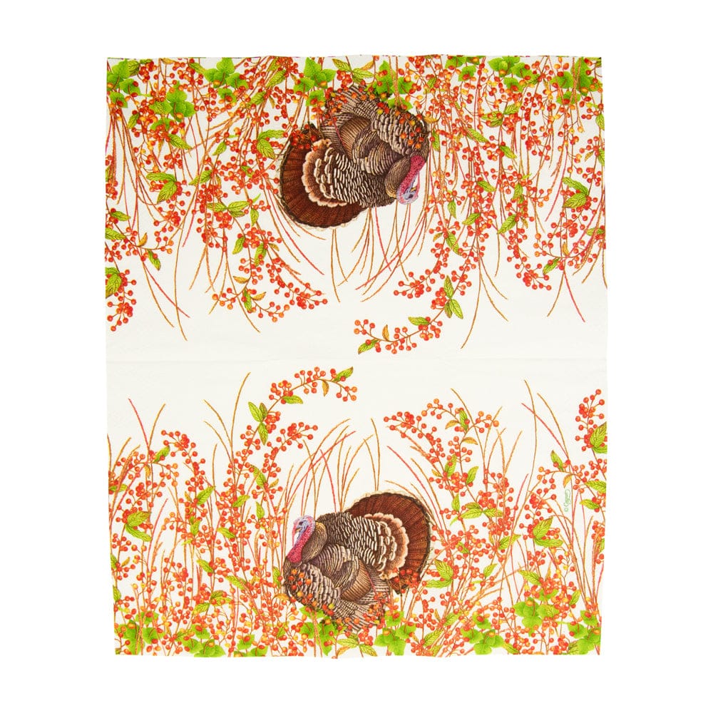 Caspari - Guest Towel - Turkey And Berries - Findlay Rowe Designs